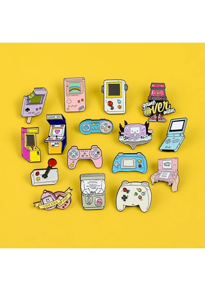 Stil 5 Retro Arcade Oyunu Emaye Pimleri Koleksiyonları Karikatür 90 S Gamepad Takı Broş Denim Gömlek Yaka Rozeti Yaka Arkadaşlar Hediyeler (Yurt Dışından)