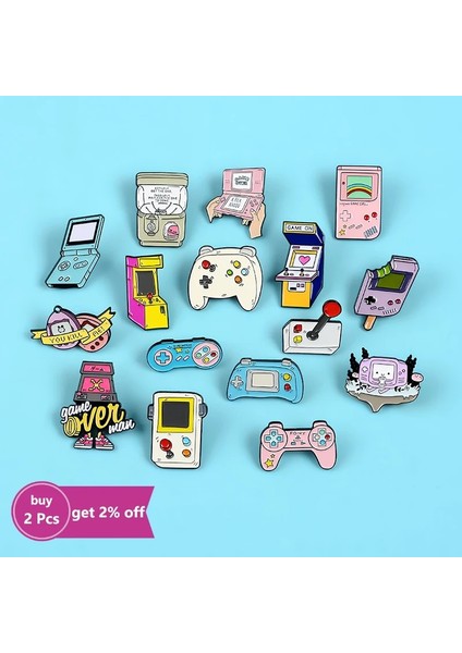Stil 5 Retro Arcade Oyunu Emaye Pimleri Koleksiyonları Karikatür 90 S Gamepad Takı Broş Denim Gömlek Yaka Rozeti Yaka Arkadaşlar Hediyeler (Yurt Dışından)