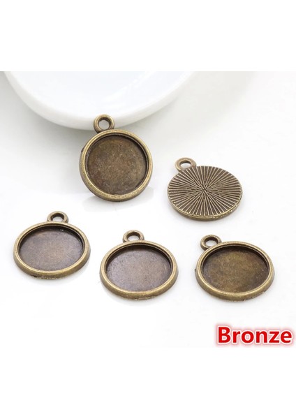 Rose Gold-Dou 12MM x 20 Adet 8mm 10MM 12MM Iç Boyut Klasik 7 Renk Kaplama Tek Taraflı Asılı Basit Stil Kabaşon Taban Ayarı Kolye (Yurt Dışından)