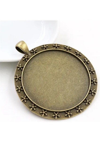B5-20 5 Adet/grup 40MM Iç Boyut Antik Bronz ve Gümüş Kaplama Siyah Renk Kaplama Moda Stil Cabochon Taban Ayarı Charms Kolye (Yurt Dışından)