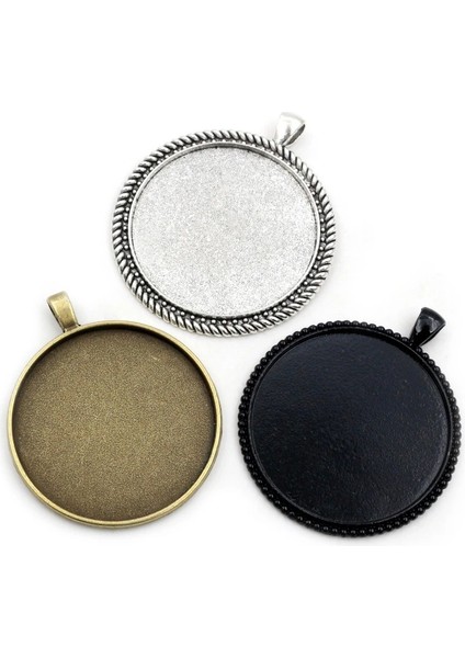 B5-20 5 Adet/grup 40MM Iç Boyut Antik Bronz ve Gümüş Kaplama Siyah Renk Kaplama Moda Stil Cabochon Taban Ayarı Charms Kolye (Yurt Dışından) fiyatları