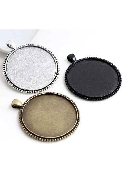 B5-20 5 Adet/grup 40MM Iç Boyut Antik Bronz ve Gümüş Kaplama Siyah Renk Kaplama Moda Stil Cabochon Taban Ayarı Charms Kolye (Yurt Dışından) modelleri