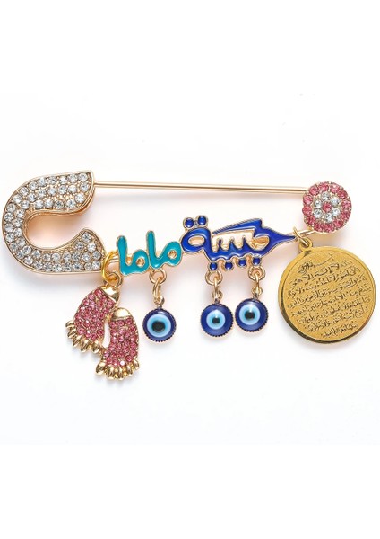 A10278-ALTIN Müslüman Islam Ayatül Kürsi Babanın Annesinin Bebeği Türkiye Nazar Paslanmaz Çelik Broş Pin (Yurt Dışından)