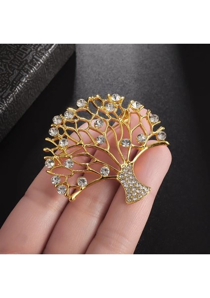 A14764-ALTIN Rhinestones Tavuskuşu Broşlar Kadınlar Için Lüks Giyim Aksesuarları Zarif Ziyafet Düğün Takı Kadın Pin (Yurt Dışından)