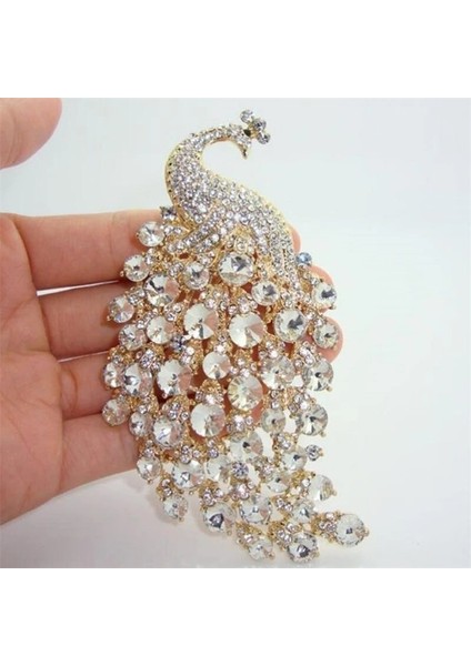 A14764-ALTIN Rhinestones Tavuskuşu Broşlar Kadınlar Için Lüks Giyim Aksesuarları Zarif Ziyafet Düğün Takı Kadın Pin (Yurt Dışından) fiyatları
