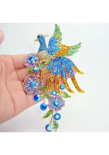 A14764-ALTIN Rhinestones Tavuskuşu Broşlar Kadınlar Için Lüks Giyim Aksesuarları Zarif Ziyafet Düğün Takı Kadın Pin (Yurt Dışından) fırsatları