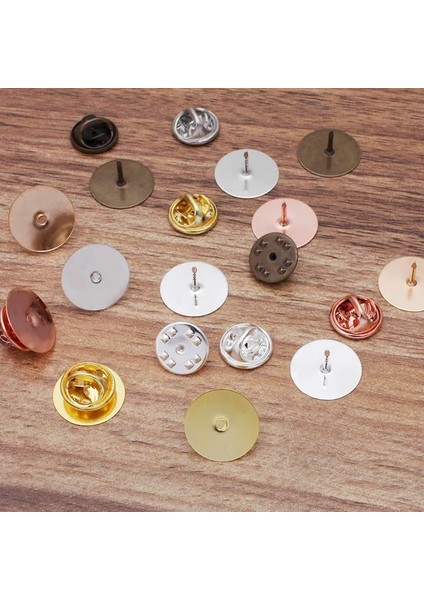 50 Adet Altın Damızlık 6.5mm Pimleri Tepsi 50 Takım 10/15MM Broş Rozet Damızlık Taban Pin Klip Tutucu Diy Takı Yapımı Için Kelebek Sıkma Toka Konfeksiyon Broş Aksesuarları (Yurt Dışından)