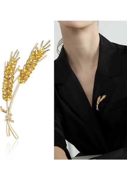 Mavi Yellow4 Kadın Broş Trendy Rhinestone Buğday Kulak Broş Mavi ve Sarı Bitki Pimleri Ofis Parti Rahat Aksesuarları Yeni Yıl Için Hediye (Yurt Dışından)