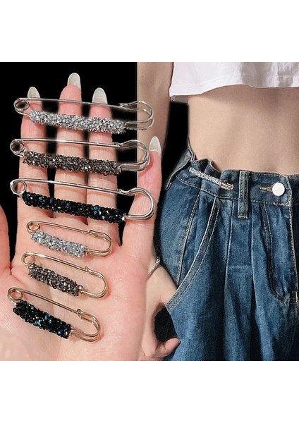 Set 2 Moda Kristal Bel Toka Sabit Kayış Charm Emniyet Pimi Broş Anti Güz Kazak Hırka Klip Zincir Inciler Broş Takı (Yurt Dışından) fiyatları