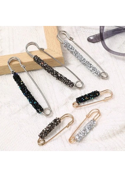 Set 2 Moda Kristal Bel Toka Sabit Kayış Charm Emniyet Pimi Broş Anti Güz Kazak Hırka Klip Zincir Inciler Broş Takı (Yurt Dışından) indirimleri