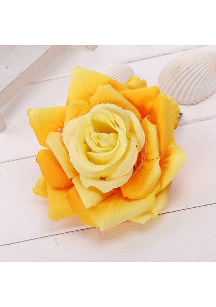 Sarı Kore Moda Kumaş Büyük Gül Çiçek Broş Kumaş Sanat Yaka Iğnesi Elbise Takım Elbise Korsaj Lüks Düğün Kadınlar Takı Aksesuarları (Yurt Dışından)