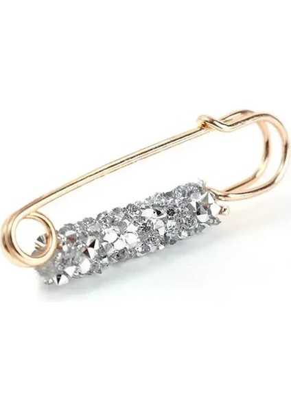 S - Gümüş Moda Kristal Bel Toka Sabit Kayış Charm Emniyet Pimi Broş Anti Güz Kazak Hırka Klip Zincir Inciler Broş Takı (Yurt Dışından)