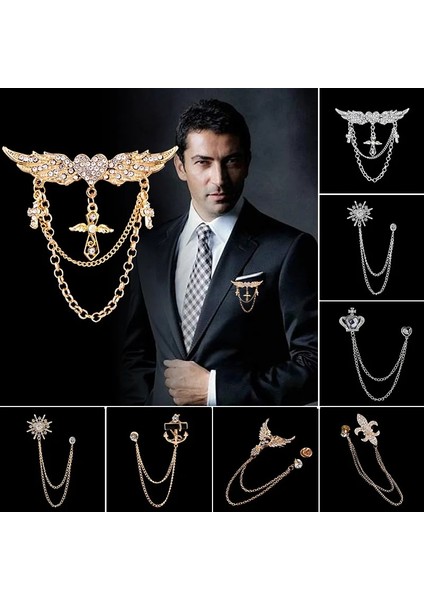 M25 Altın Çoklu Stiller Rhinestone Broş Pin Püskül Yaka Iğnesi Takım Elbise Gömlek Yaka Rozeti Korsaj Broş Erkekler Takı Aksesuarları (Yurt Dışından) fiyatları