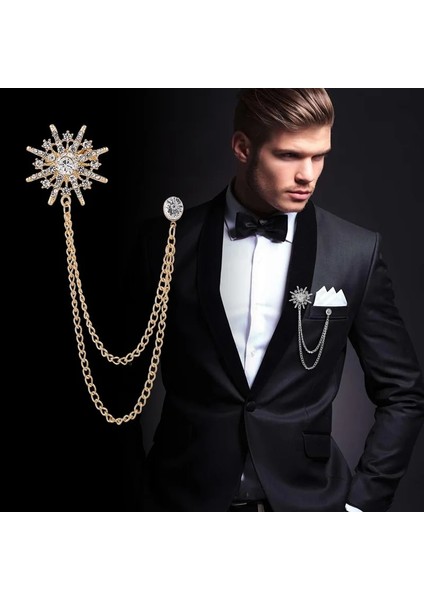 M25 Altın Çoklu Stiller Rhinestone Broş Pin Püskül Yaka Iğnesi Takım Elbise Gömlek Yaka Rozeti Korsaj Broş Erkekler Takı Aksesuarları (Yurt Dışından) modelleri
