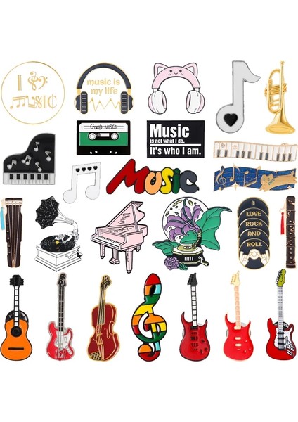 STYLE-8XZ1647 Yaratıcı Müzik Sembol Enstrüman Emaye Pimleri Piyano CD Grafofon Rock Gitar Kulaklık Alaşım Broş Rozeti Tatlı Takı Hediye (Yurt Dışından) fiyatları