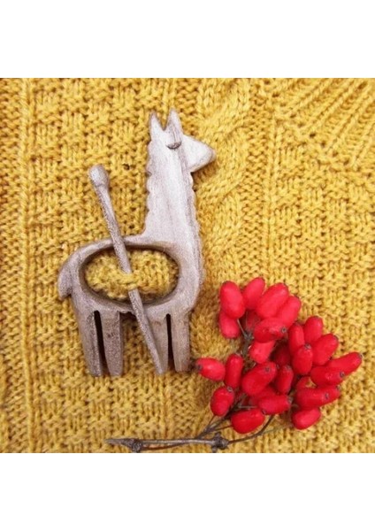 Alpaka Broş Pin Ahşap Hayvan Desen Diy Zanaat Rozeti Karikatür Pin Komik Sevimli Şal Pin Eşarp Toka Toka Pimleri Takı Hediye 2023 (Yurt Dışından)