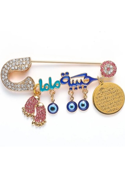 A10276-ALTIN Müslüman Islam Ayatül Kürsi Babanın Annenin Bebeği Türkiye Nazar Paslanmaz Çelik Broş Pin (Yurt Dışından)