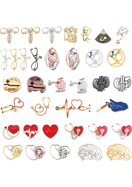 XZ189 1 Adet Doktor Hemşire Stetoskop Şekli Broş Kişilik Tıbbi Ilaç Broş Pins Hastane Kaynağı Sevimli Metal Takı Hediye (Yurt Dışından)