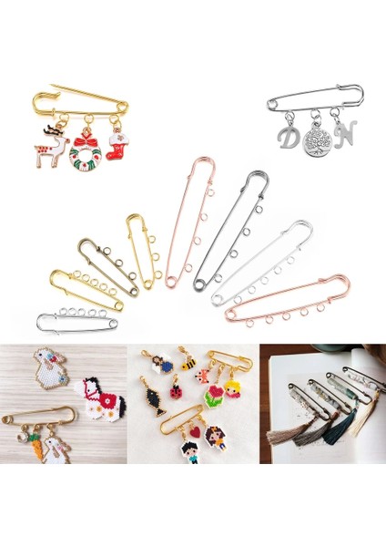 Gümüş 50MM 3 Halkalı 10 Adet Emniyet Pimleri Broş Boş Taban Broş Pimleri 50/80/90MM Pimleri 3/5 Delik Takı Pimi Takı Yapımı Için Malzemeleri Aksesuarları (Yurt Dışından)