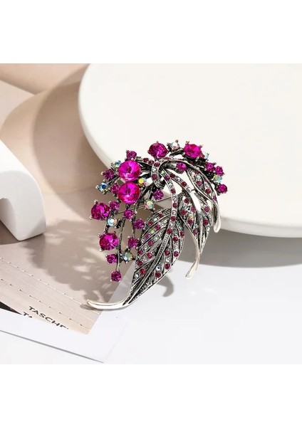 XZ098 Roseo Barok Vintage Yaprak Şekli Renkli Rhinestone Hollow Out Broş Kadın Rozeti Zarif Ceket Takım Elbise Korsaj Broş Pins Takı Hediye (Yurt Dışından)