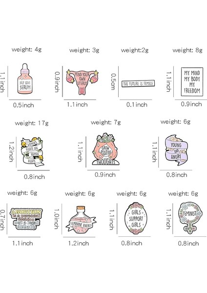 XZ6883 Feminist Emaye Pimleri Özel Kendini Aşk Aklımı Vücudum Uterus Benim Özgürlük Broş Karikatür Sevimli Yaka Rozeti Takı Hediye (Yurt Dışından)