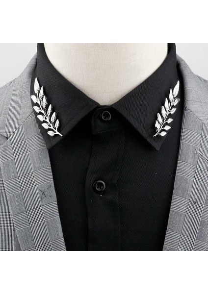 Stil 2 1 Çift Retro Yaka Pin Broş Vintage Moda Ağacı Yaprak Yaka Pin Delikli Taç Gömlek Takım Elbise Kravat Iğnesi Takı Aksesuarları (Yurt Dışından)