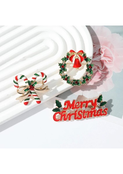 Küçük Çan Pin Noel Emaye Broş Kardan Adam Noel Baba Ağacı Çelenk Metal Pimler Lüks Moda Takı Kadınlar Için Mutlu Noel Dekor Hediyeler (Yurt Dışından)