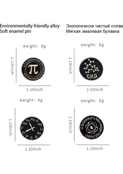 A1 Bilim ve Kimya Saat Matematik Formülü Emaye Pimleri Rozeti Elementlerin Periyodik Tablosu Broş Yaka Çanta Takı Hediyeler (Yurt Dışından)