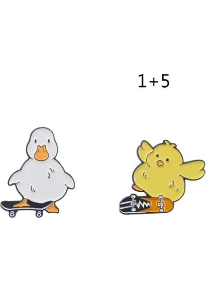 1 ve 5 Güzel Hayvan Ördek Emaye Yaka Pin Özel Paten Kaz Ördek Tavuk Broş Sırt Çantası Karikatür Taç Ördek Rozeti Takı Hediye (Yurt Dışından)
