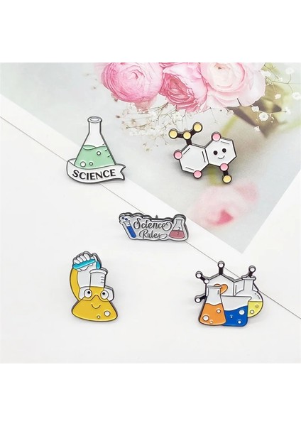 Stil-15 Yaratıcı Kimyasal Moleküler Yapı Dopamin Serotonin Beher Metal Emaye Broş Karikatür Dna Mikroskop Rozet Pin Takı (Yurt Dışından) fırsatları