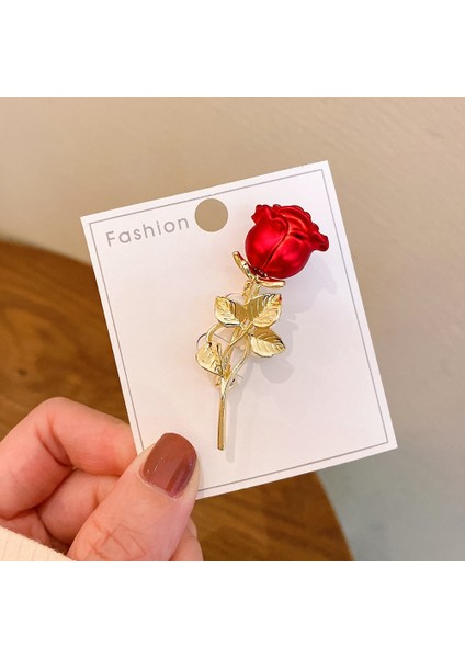 06 2023 Yeni Kırmızı Gül Çiçek Broş Kadınlar Için Zarif Bluz Broş Pin Elbise Lüks Moda Takı Aksesuarları Parti Hediyeler (Yurt Dışından)