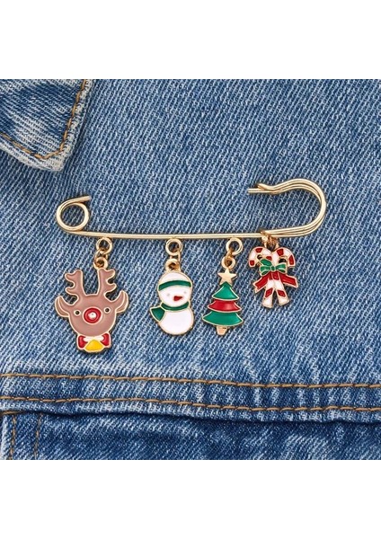 Stil 4 Moda Noel Broş Pin Kadın Erkek Noel Baba Kar Tanesi Noel Ağacı Çan Emaye Broş Yeni Yıl Noel Dekorasyon Hediye (Yurt Dışından)