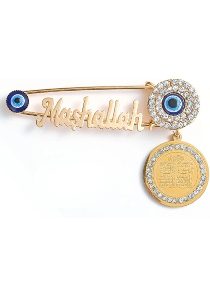 A10331-ALTIN Dört Gül Suresi Marsala Islam Arap Türkiye Mavi Nazar Bebek Pin Broş (Yurt Dışından) indirimleri