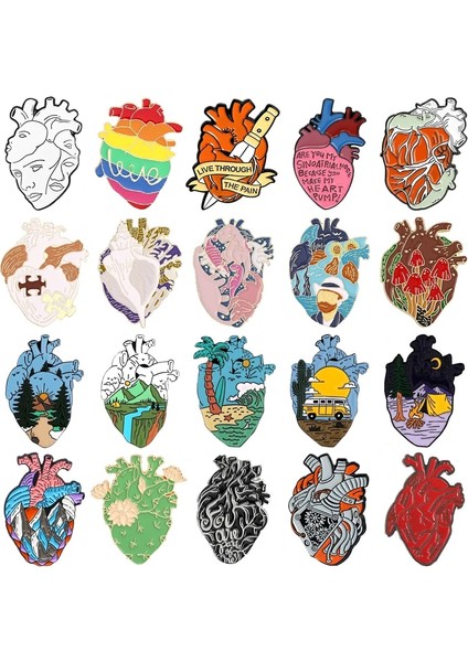 STYLE-4XZ1516-1 Yaratıcı Karikatür Organ Kalp Emaye Broş Renk Aşk Hançer Manzara Otobüs Güneş Hayvan Kalp Alaşım Pimleri Rozeti Punk Takı Hediye (Yurt Dışından) fiyatları