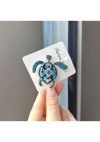 XZ0041-1 10 Parça Şerit Renk Rhinestone Deniz Kaplumbağası Hayvan Broş Pins Kadınlar Için Lüks Tasarımcı Kristal Broş Takı Parti Düğün Hediyeleri (Yurt Dışından)