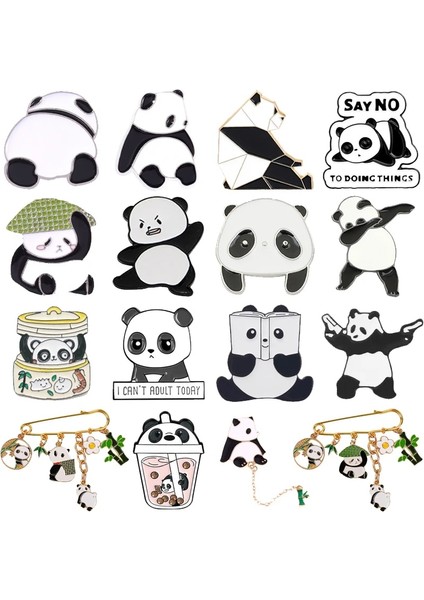 STYLE-3XZ1159-1 Karikatür Sevimli Hayvan Panda Emaye Pimleri Zincir Kolye Panda Süt Çay Kitaplar Bambu Alaşım Broş Rozet Tatlı Kadın Takı Hediye (Yurt Dışından) fiyatları