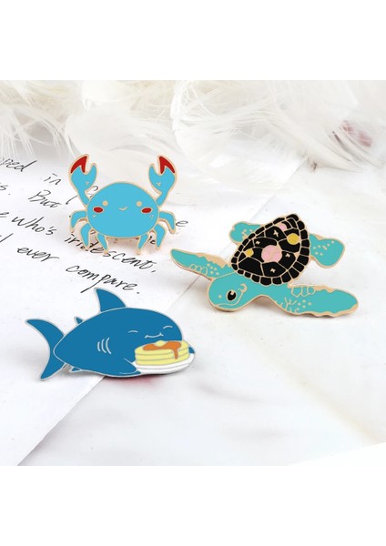 Shark-2 Sevimli Deniz Okyanus Hayvan Emaye Pimleri Karikatür Köpekbalığı Balina Denizanası Deniz Kaplumbağası Broş Çanta Şapka Yaka Pin Rozeti Takı Arkadaşlar Için (Yurt Dışından)