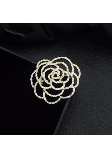 A20834-ALTIN Moda Zarif Kakma Rhinestone Zirkon Gümüş Renk Çiçek Broş Kadınlar Için Charm Mizaç Abiye Pin Aksesuarları (Yurt Dışından)