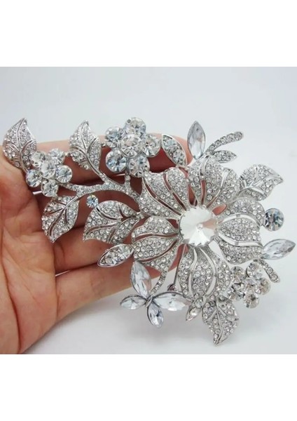 A20834-ALTIN Moda Zarif Kakma Rhinestone Zirkon Gümüş Renk Çiçek Broş Kadınlar Için Charm Mizaç Abiye Pin Aksesuarları (Yurt Dışından)