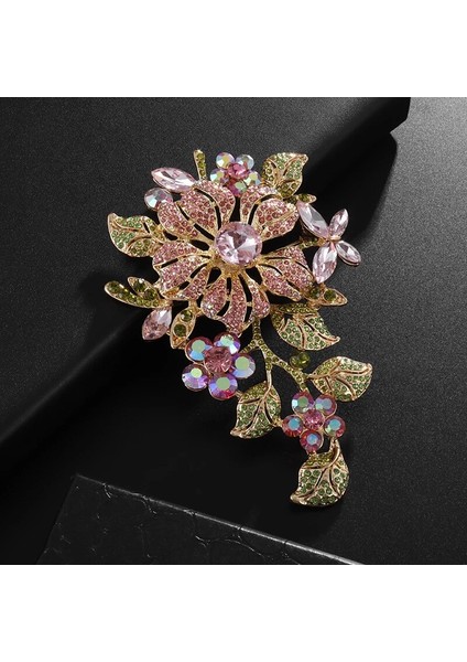 A20834-ALTIN Moda Zarif Kakma Rhinestone Zirkon Gümüş Renk Çiçek Broş Kadınlar Için Charm Mizaç Abiye Pin Aksesuarları (Yurt Dışından)