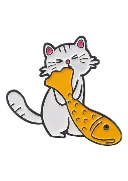 Kedi Balık1 Hayat Kediler ile Daha Güzeldir Emaye Pin Özel Kedi Balık Kahve Broş Gömlek Yaka Çanta Sevimli Hayvan Rozeti Takı Çocuklar Için Hediye (Yurt Dışından)