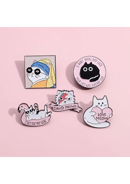 11 Sevimli Kedi Broş Kedi Kulübü Kuğu Aşk Gözlük Hançer Testere Meyve Kedi Melek Kedi Yaratıcı Metal Rozeti Punk Yaka Iğnesi Takı Hediye (Yurt Dışından)