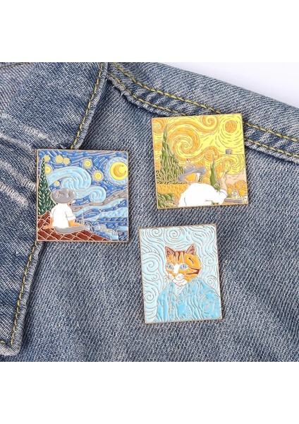 XZ2842 Van Gogh Yağlıboya Broş Van Gogh Broş Galaxy Broş Yıldız Ay Ayçiçeği Broş Sanat Broş Van Gogh Yaka Pin (Yurt Dışından) modelleri