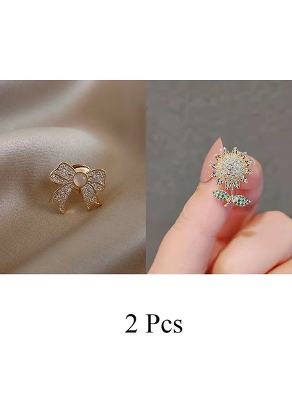 12 - 2 Adet Moda Broş Seti Çiçek Yay Kadınlar Için Broşlar Metal Parlama Önleyici Yaka Pin Sabit Elbise Pimleri Kazak Ceket Giyim Aksesuarları (Yurt Dışından)