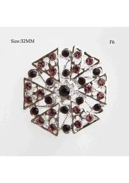 F6 100 Adet Kaplama Kristal Rhinestones Küçük Bejeweled Broş Pins Düğün Gelin Parti Yuvarlak Buket Diy Taklidi Aksesuarları (Yurt Dışından)