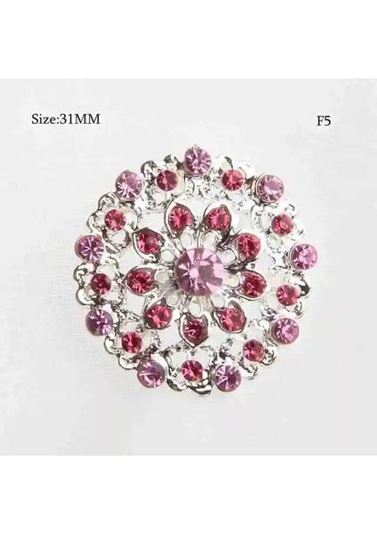F5 1 Adet Kaplama Kristal Rhinestones Küçük Bejeweled Broş Pins Düğün Gelin Parti Yuvarlak Buket Diy Taklidi Aksesuarları (Yurt Dışından)