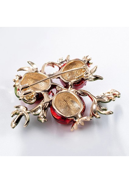 XZ0436-1 1 Adet Vintage Kırmızı Emaye Nar Broşlar Kadın Alaşım Meyve Yeşil Yaprak Parti Yaratıcı Broş Pins Hediyeler Için Takım Elbise Dekorasyon (Yurt Dışından)