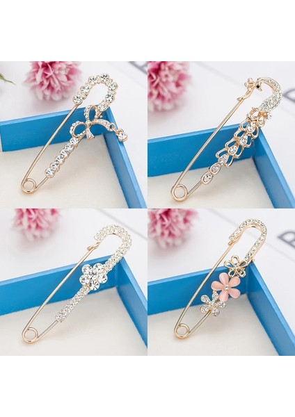 21 Kristal Rhinestone Broş Yeni Çiçek Kolye Pimleri Kadın Hırka Eşarp Toka Klipleri Şapka Elbise Basit Yaka Pin Aksesuarları (Yurt Dışından)