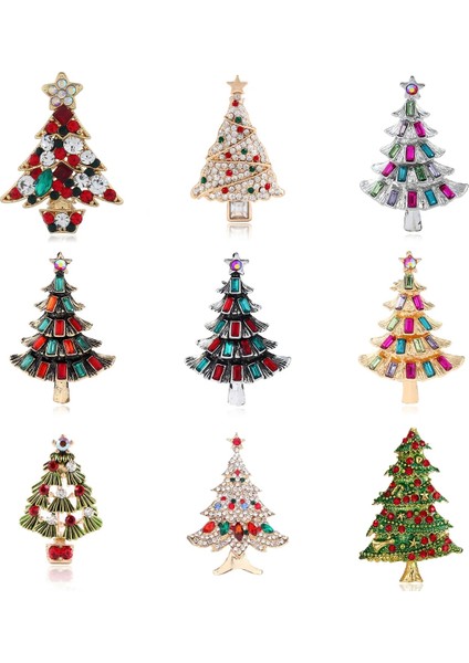 W20483C01 Zarif Noel Ağacı Broşlar Kadınlar Için Moda Renkli Rhinestone Broş Pins Takı Bayan Giysileri Aksesuarları Noel Hediyesi (Yurt Dışından)