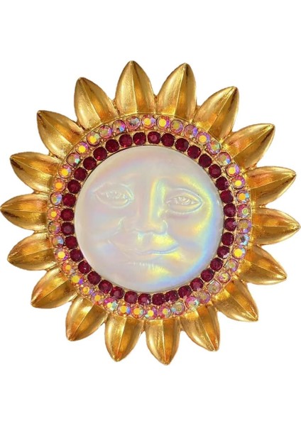 Stil 7 Skeds Vintage Kadın Erkek Orta Saray Dazzle Ay Güneş Kristal Broş Küpe Retro Klasik Unisex Retro Ziyafet Parti Rozetleri (Yurt Dışından) fırsatları